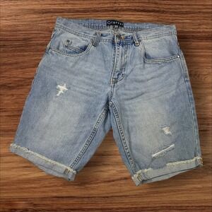 Empyre Denim Shorts Distressed‎ Rips Frayed Hem Light Wash Mens Size 30